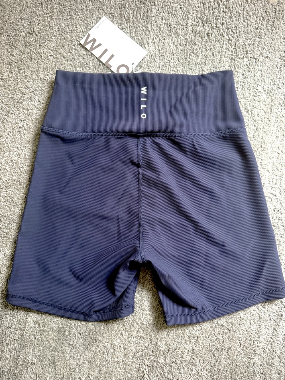 WILO Navy High-Waist Nylon/Spandex Shorts for Women- Medium